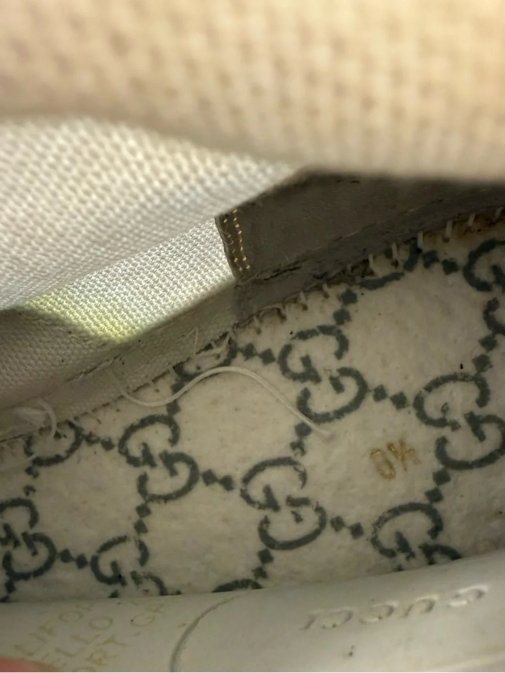 Gucci White High-Top Canvas Sneakers with Green Trim and Red-Black Stripe - Picture 12 of 12